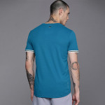 Men Teal Blue Brand Logo Printed Casual T-shirt