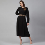 Women Black Pleated Maxi Dress