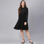 Black Accordion Pleats Empire Dress