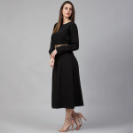 Women Black Pleated Maxi Dress