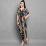 Blue & Orange Foil Printed Basic Jumpsuit