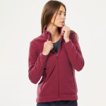 Women Red Solid Polyester Hiking Fleece Jacket