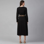 Women Black Pleated Maxi Dress