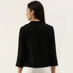 Women Black Solid Shirt Style Top