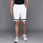 Men White & Black Club Brand Logo Printed Tennis Sports Shorts