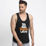 Men Black Printed Sleeveless Cotton Innerwear Vests