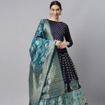 Blue & Green Woven Design Lehenga Choli